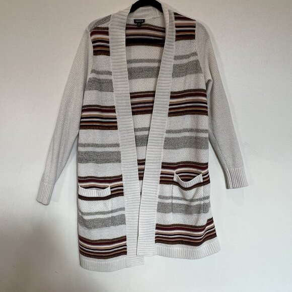 Torrid Cardigan Ivory Striped Open Front Lightweight Knit Size 0 - Picture 1 of 9